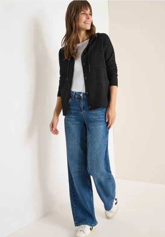 Cardigan mit Kapuze black melange