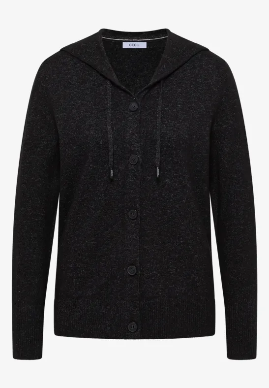 Cardigan mit Kapuze black melange
