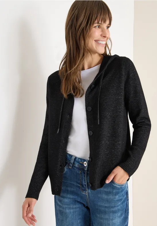 Cardigan mit Kapuze black melange