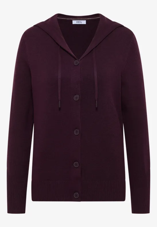 Cardigan mit Kapuze eggplant red