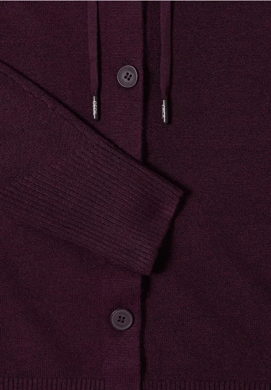 Cardigan mit Kapuze eggplant red