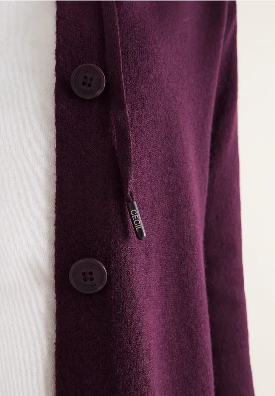 Cardigan mit Kapuze eggplant red