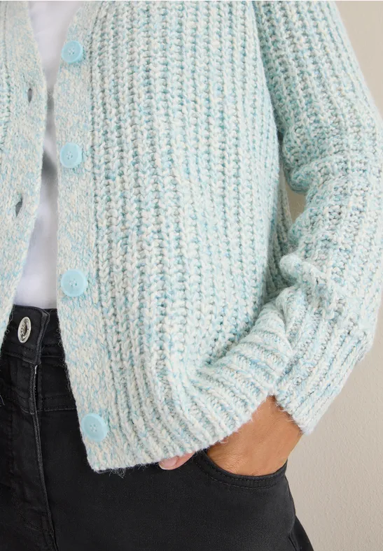 Two Tone Cardigan faded blue melange