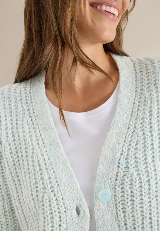 Two Tone Cardigan faded blue melange