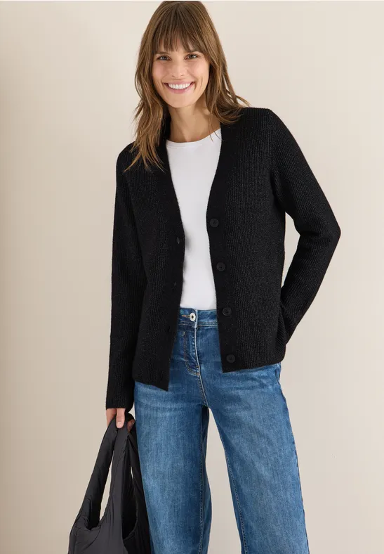 Cardigan avec détail structuré black melange