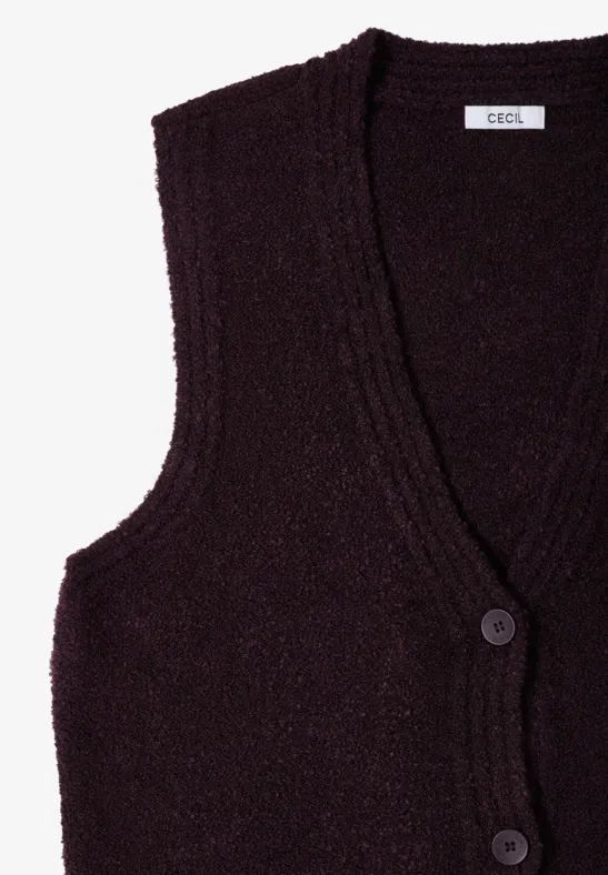 Bouclé Weste eggplant red