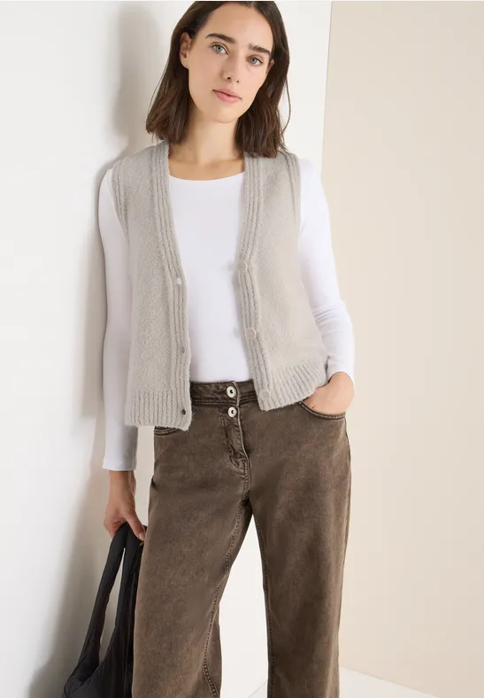 Bouclé Weste light greige