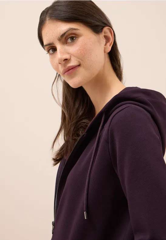 Sweatjacke mit Struktur eggplant red