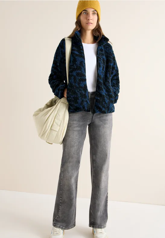 Zebra Jacquard Fleecejacke urban dark blue