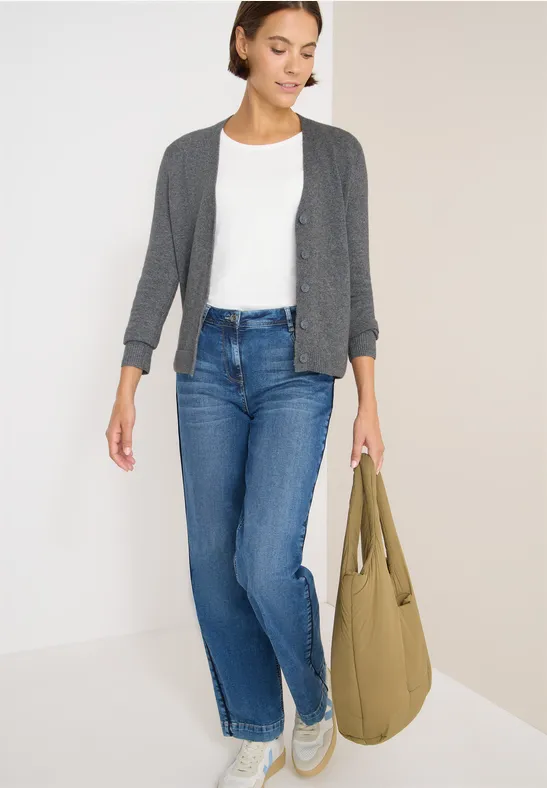 Cardingan mit Strickdetails flint grey melange
