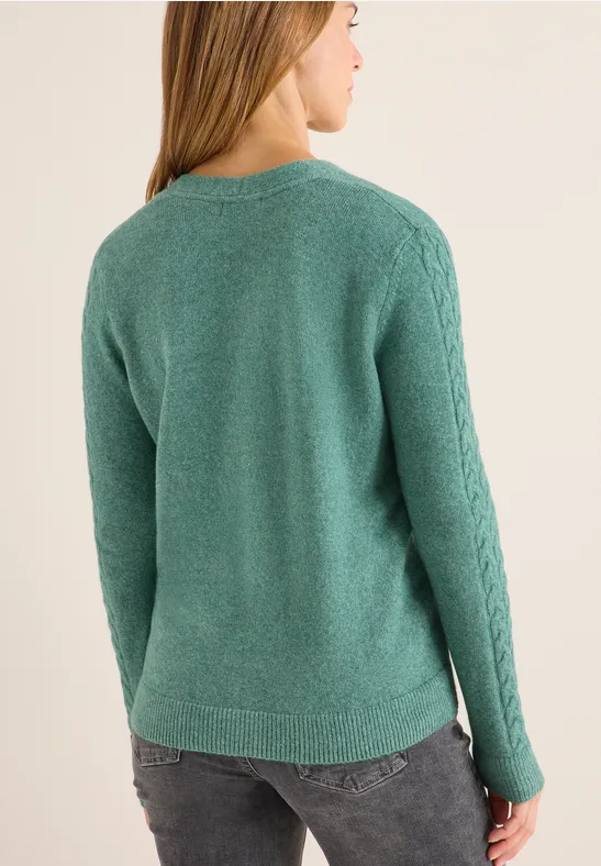 Cardingan mit Strickdetails jewel green melange