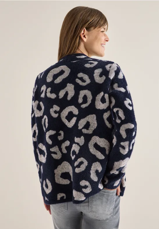 Offener Federgarn Cardigan urban dark blue
