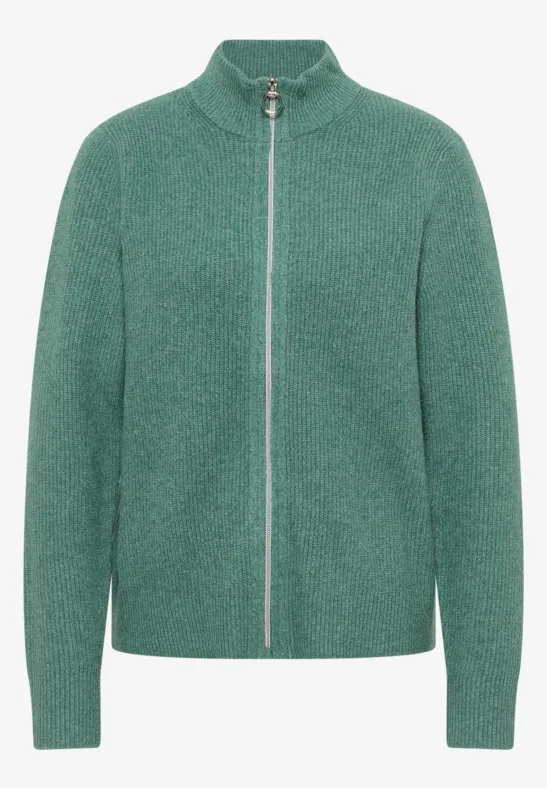 Cosy Cardigan mit Zipper jewel green melange