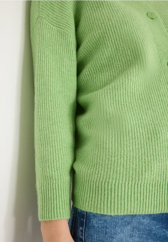 Kurzer Cardigan bamboo green melange