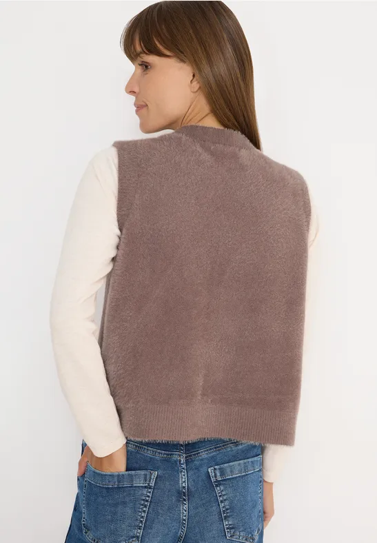 Gilet ouvert en fil de plume chocolate mousse melange