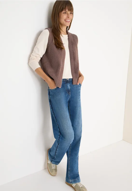 Gilet ouvert en fil de plume chocolate mousse melange