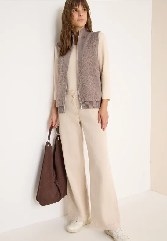 Gilet en maille bouclette douce chocolate mousse melange