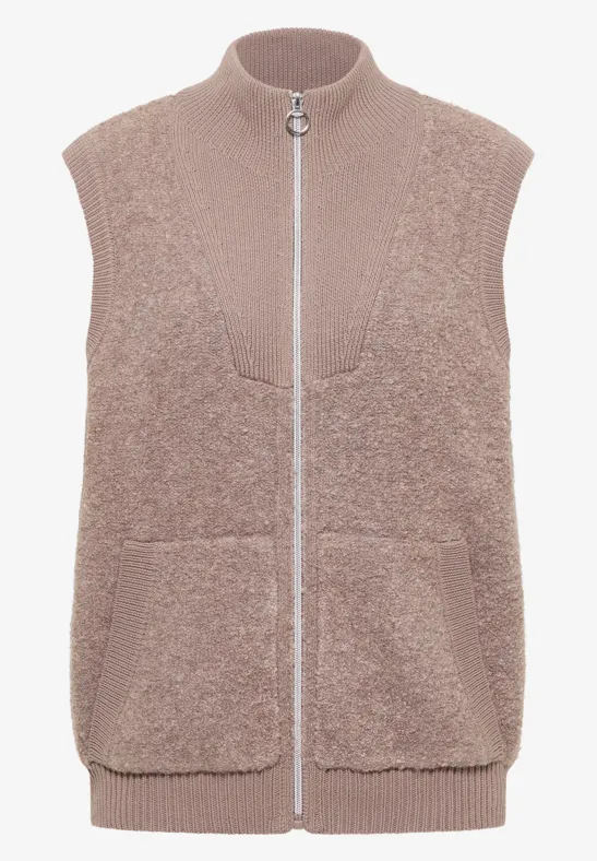 Gilet en maille bouclette douce chocolate mousse melange