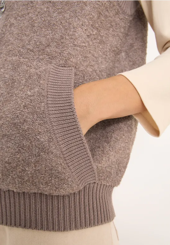 Gilet en maille bouclette douce chocolate mousse melange