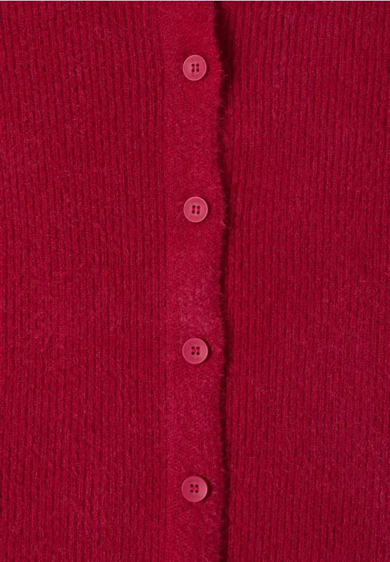 Federgarn Ripp-Strickjacke beaujolais red