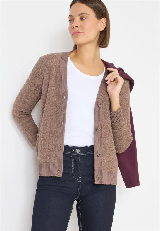 Cardigan en bouclette doux chocolate mousse melange