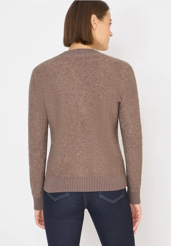 Cardigan en bouclette doux chocolate mousse melange