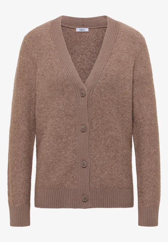 Cardigan en bouclette doux chocolate mousse melange