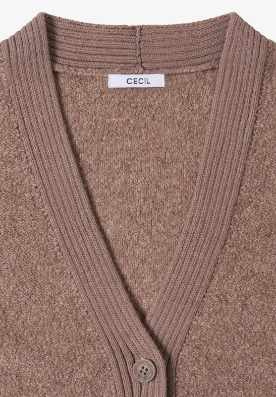 Cardigan en bouclette doux chocolate mousse melange