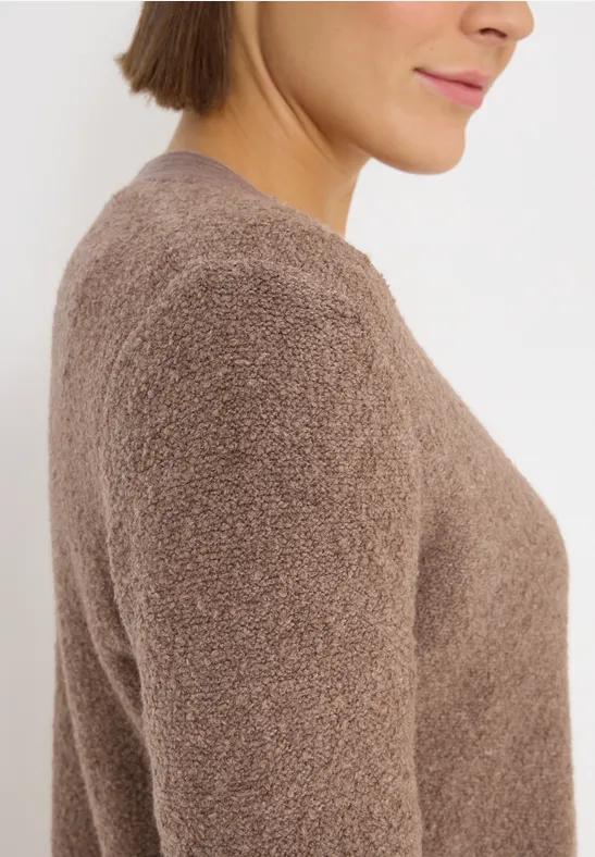 Cardigan en bouclette doux chocolate mousse melange
