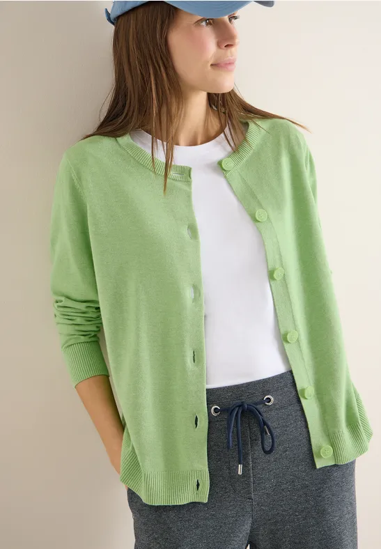 Cardigan de base bamboo green melange
