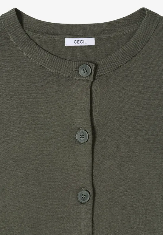 Basic Cardigan mit Rundhals khaki
