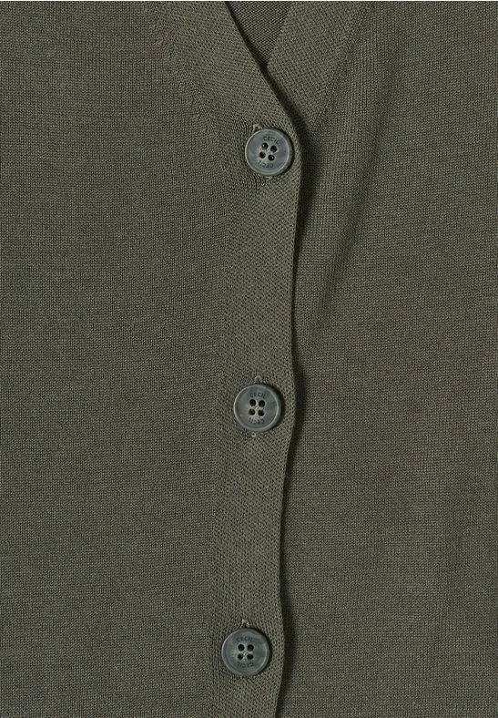 Basic Cardigan mit V-Neck und Knöpfen khaki