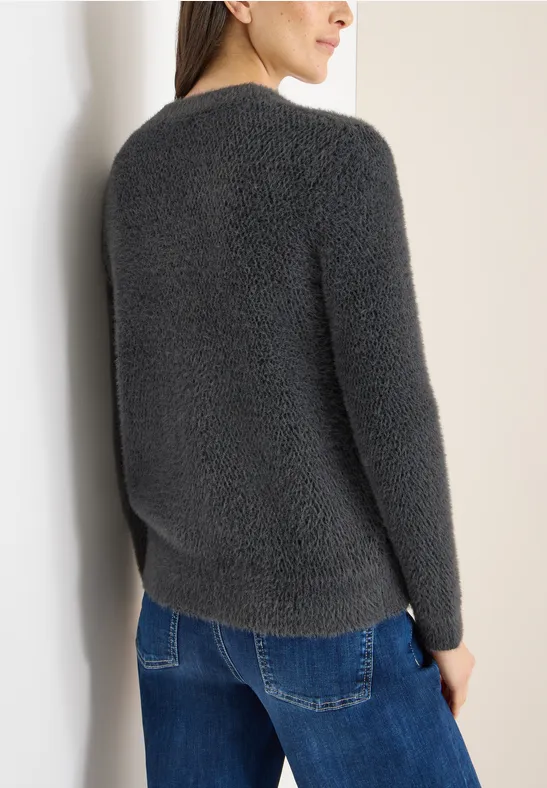 Jacquard Cardigan mit Zipper Black