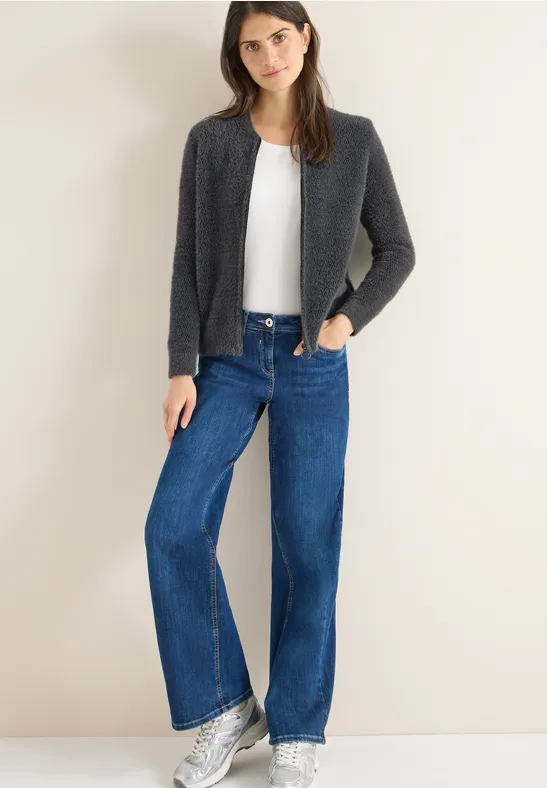 Jacquard Cardigan mit Zipper Black