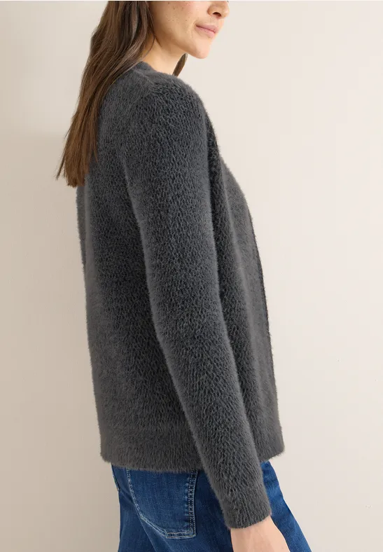 Jacquard Cardigan mit Zipper Black