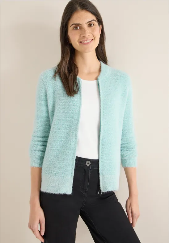 Jacquard Cardigan mit Zipper light foam blue
