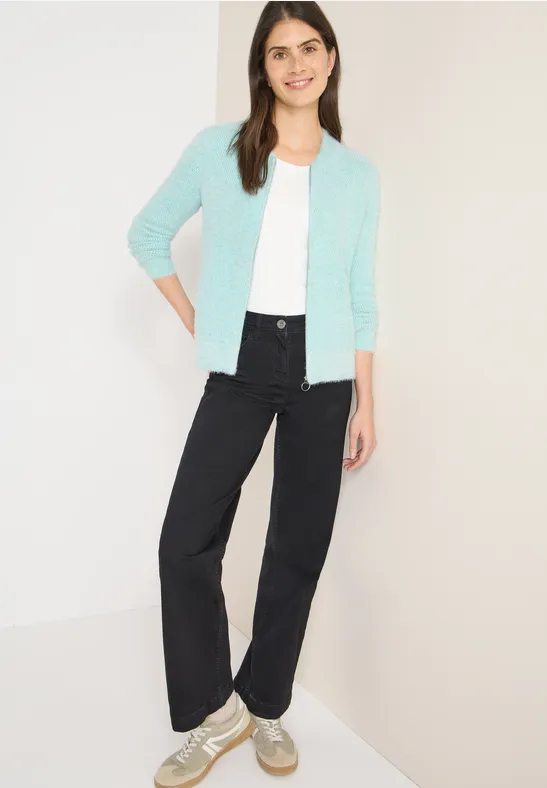 Jacquard Cardigan mit Zipper light foam blue