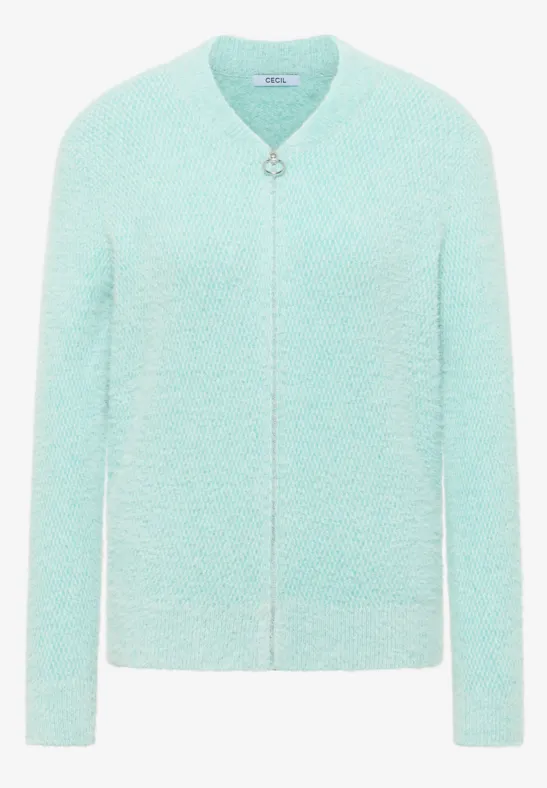 Jacquard Cardigan mit Zipper light foam blue