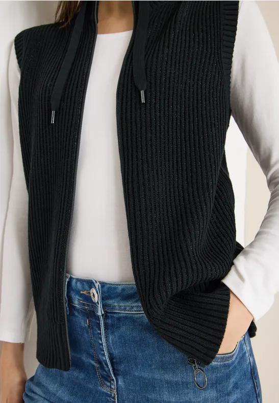 Strukturalna kamizelka z zamkiem błyskawicznym Black