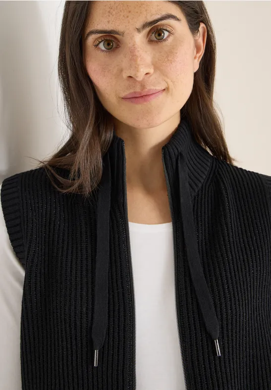 Strukturalna kamizelka z zamkiem błyskawicznym Black