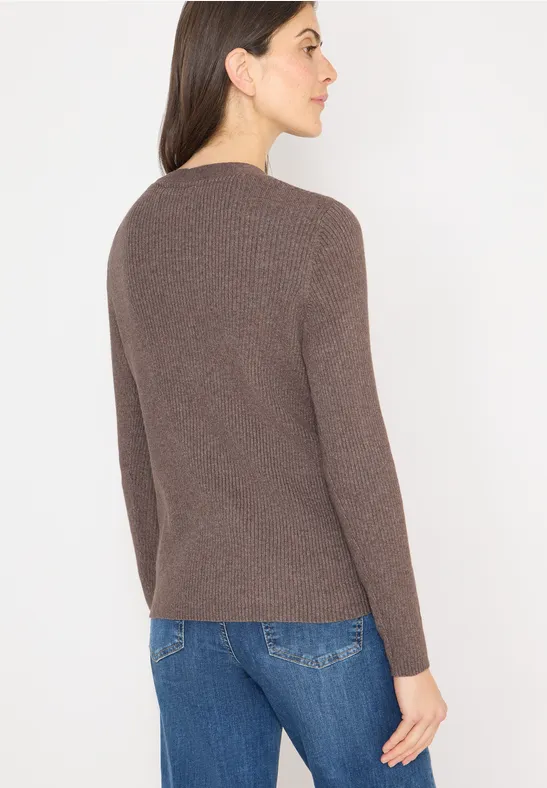 Cardigan in Rippstruktur mushroom taupe melange