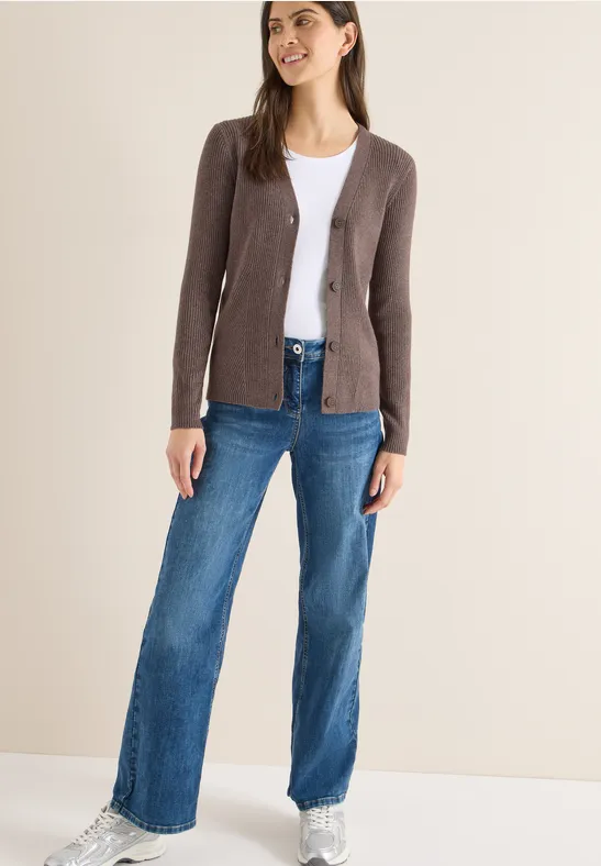 Cardigan in Rippstruktur mushroom taupe melange
