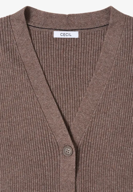 Cardigan in Rippstruktur mushroom taupe melange