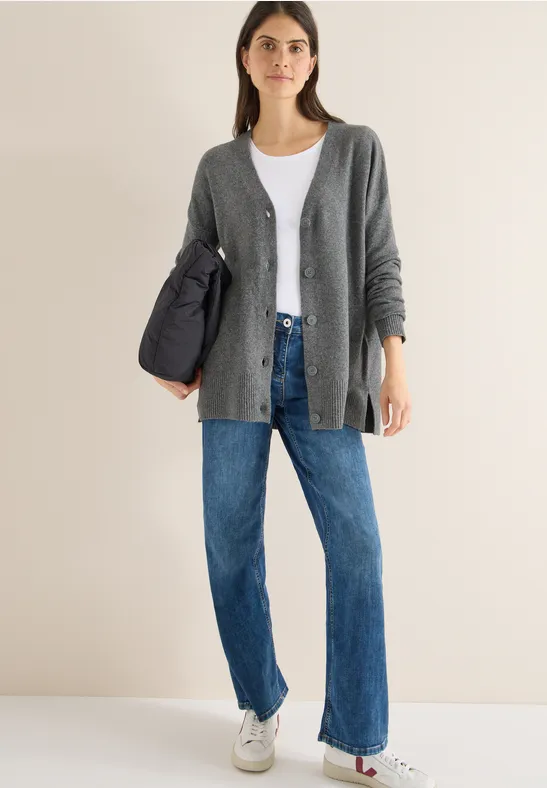 Cardigan mit Knopfleiste flint grey melange