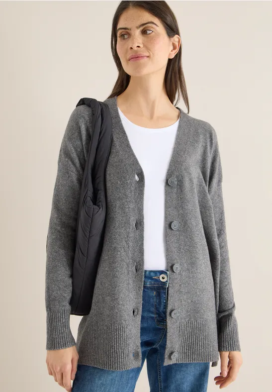 Cardigan mit Knopfleiste flint grey melange