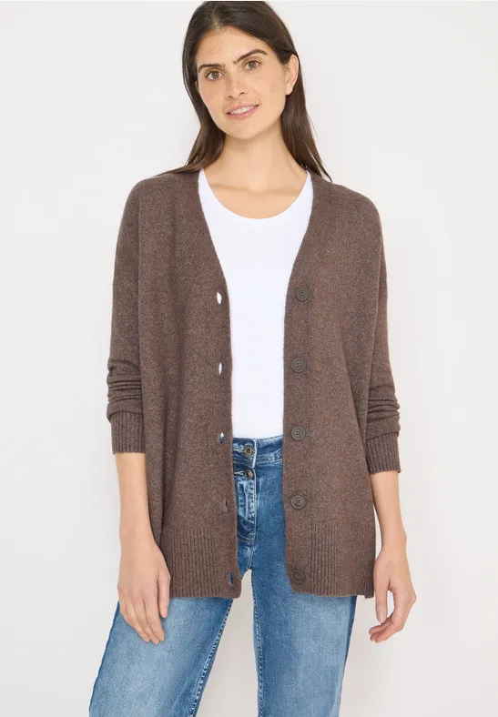 Cardigan mit Knopfleiste mushroom taupe melange