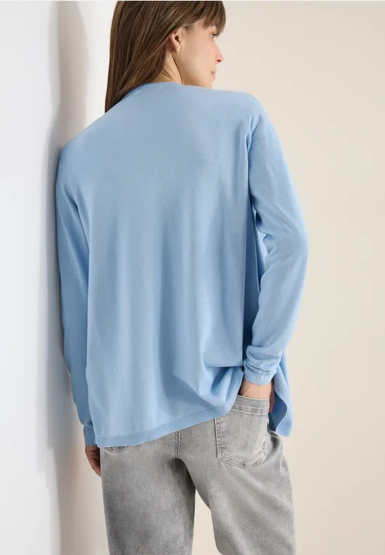 Basic Cardigan in offener Passform light sky blue