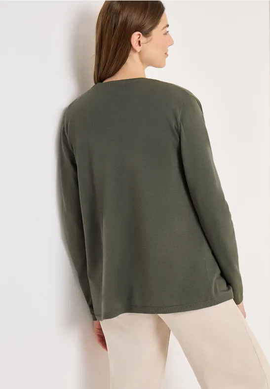 Basic Cardigan in offener Passform khaki