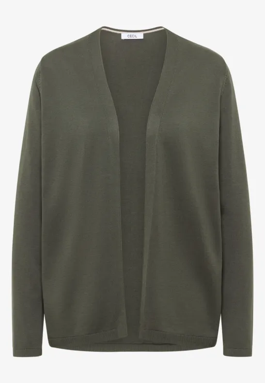 Basic Cardigan in offener Passform khaki