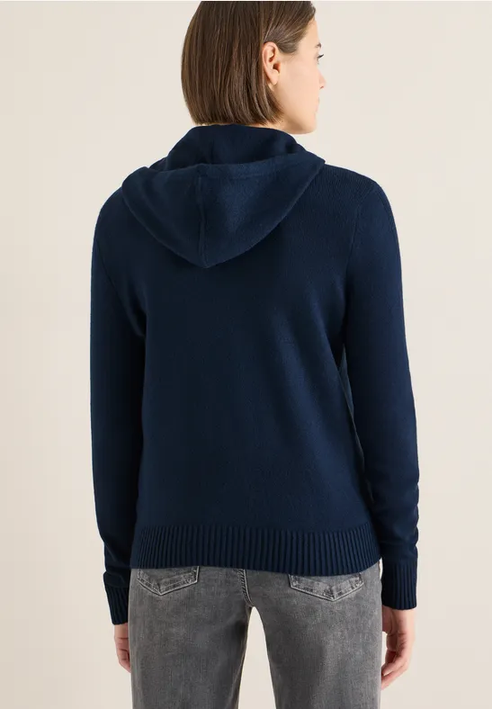 Cosy Cardigan mit Hoodie deep denim blue melange